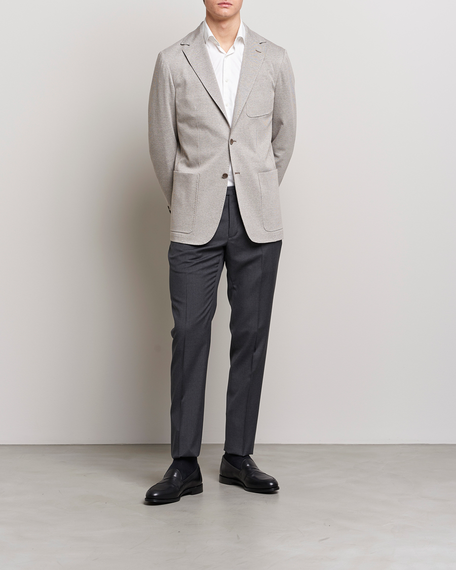 Homme | Blazers | Canali | Houndstooth Jersey Blazer Beige