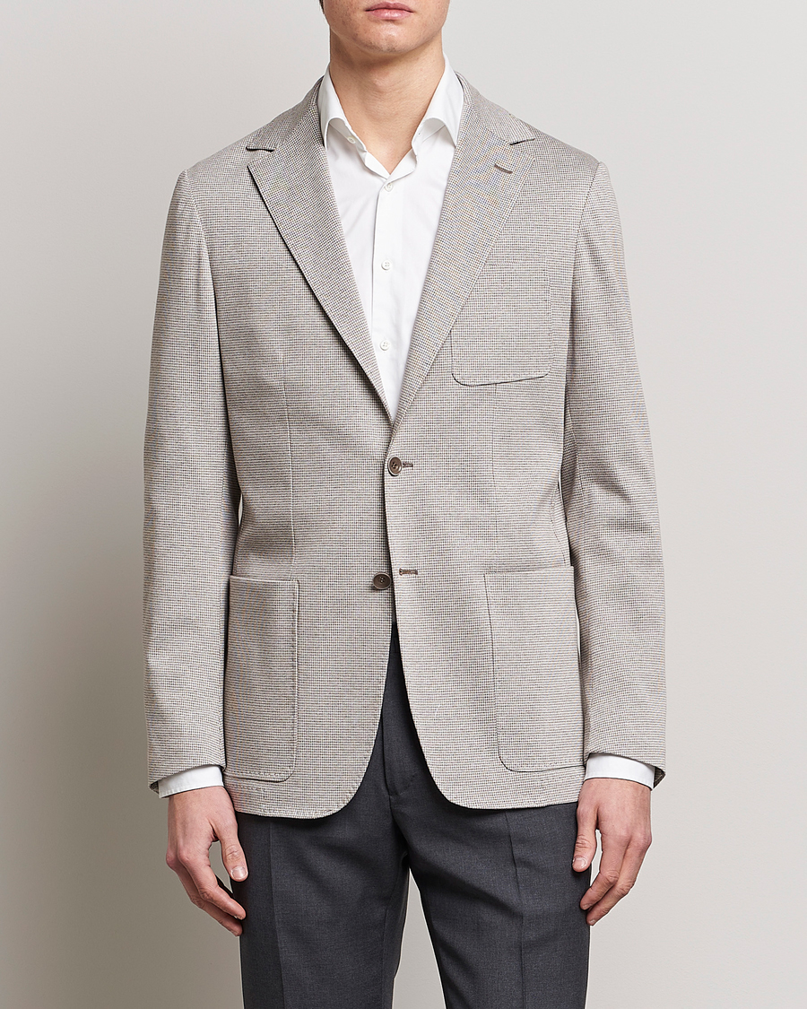 Homme | Blazers | Canali | Houndstooth Jersey Blazer Beige