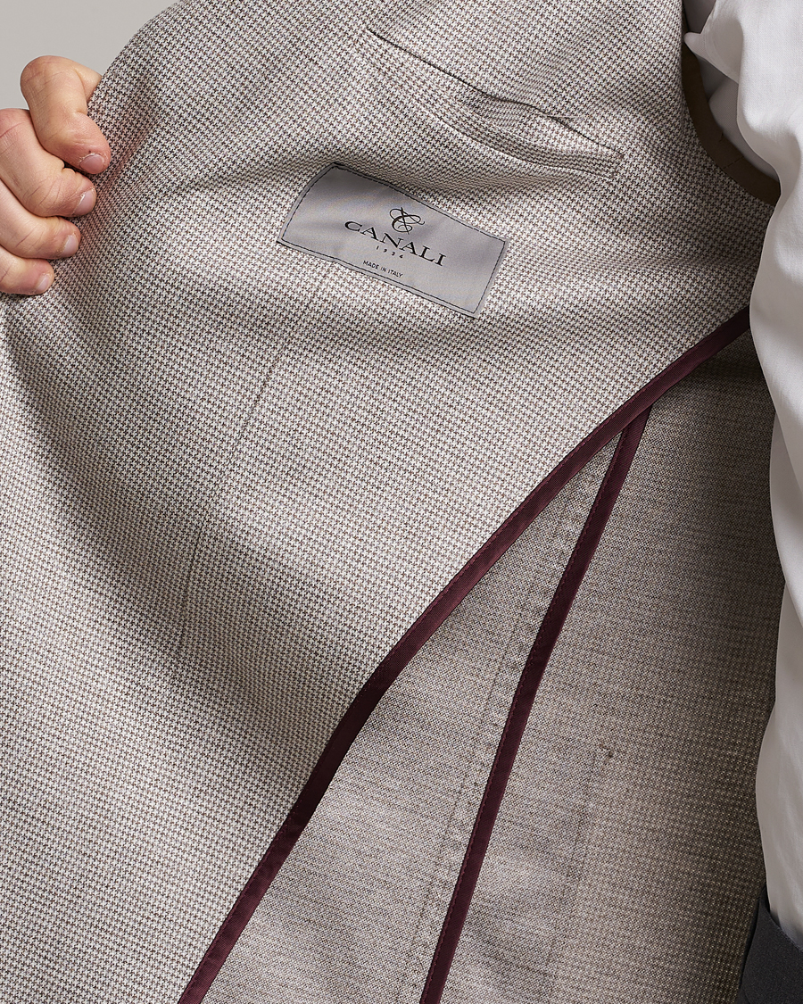 Homme | Blazers | Canali | Houndstooth Jersey Blazer Beige