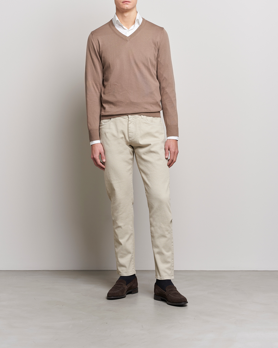 Homme | Pantalons | Canali | Slim Fit 5-Pocket Pants Beige
