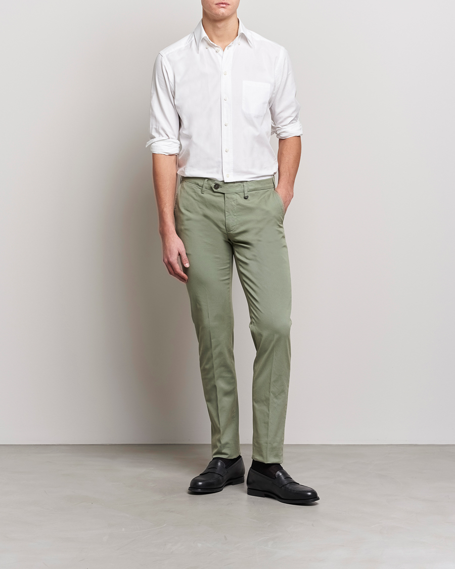 Homme | Pantalons | Canali | Cotton Stretch Chinos Sage