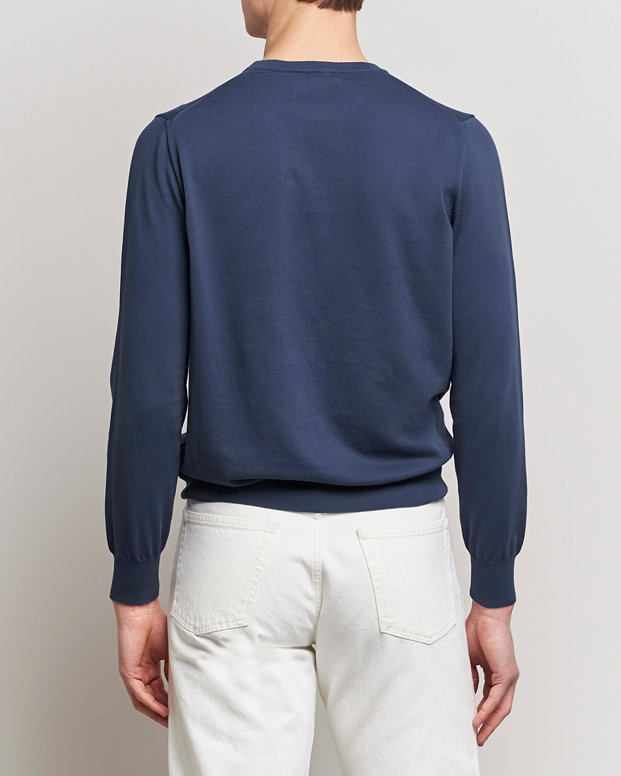 Homme | Pulls Et Tricots | Canali | Cotton Crew Neck Pullover Steel Blue