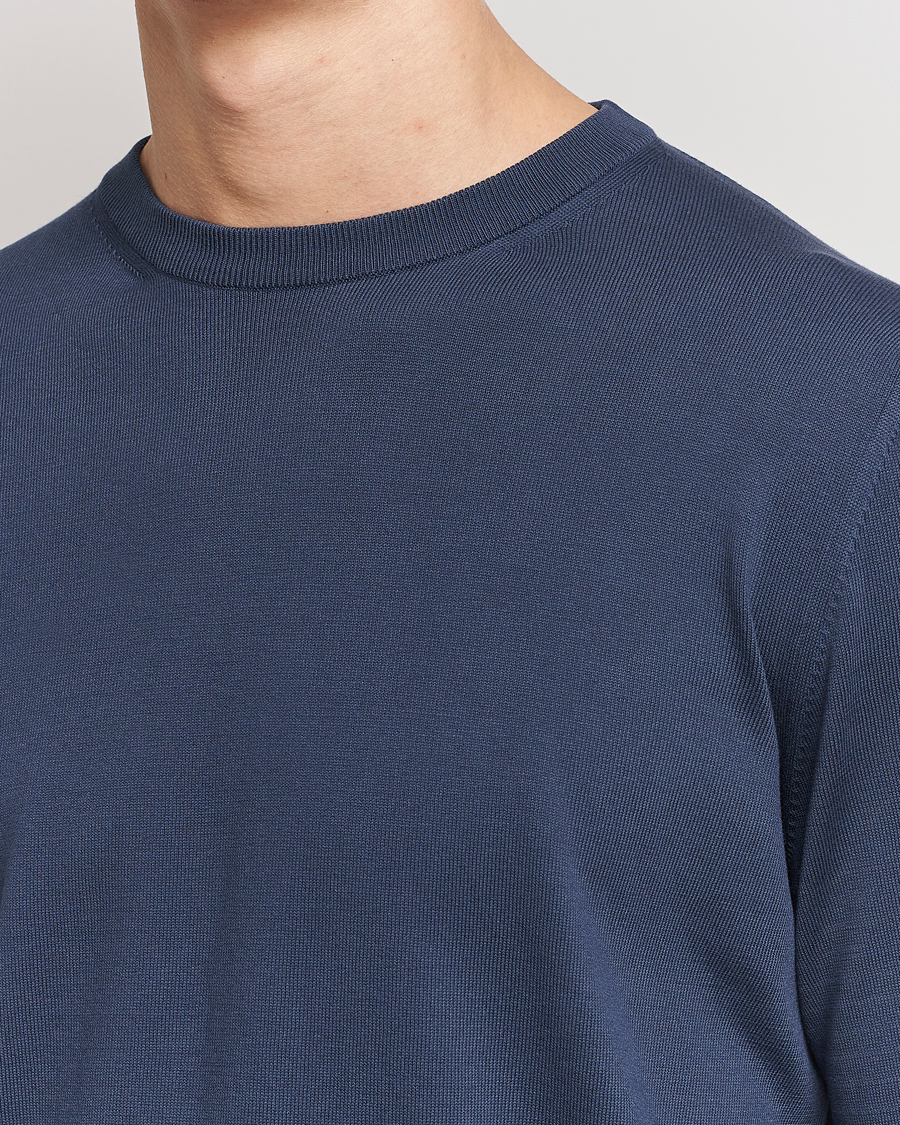 Homme | Pulls Et Tricots | Canali | Cotton Crew Neck Pullover Steel Blue
