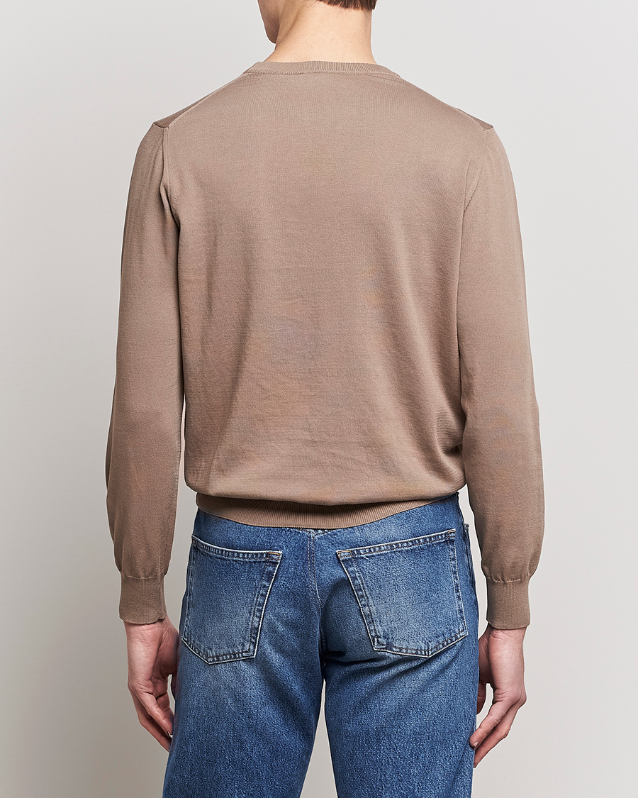 Homme | Pulls Et Tricots | Canali | Cotton Crew Neck Pullover Brown