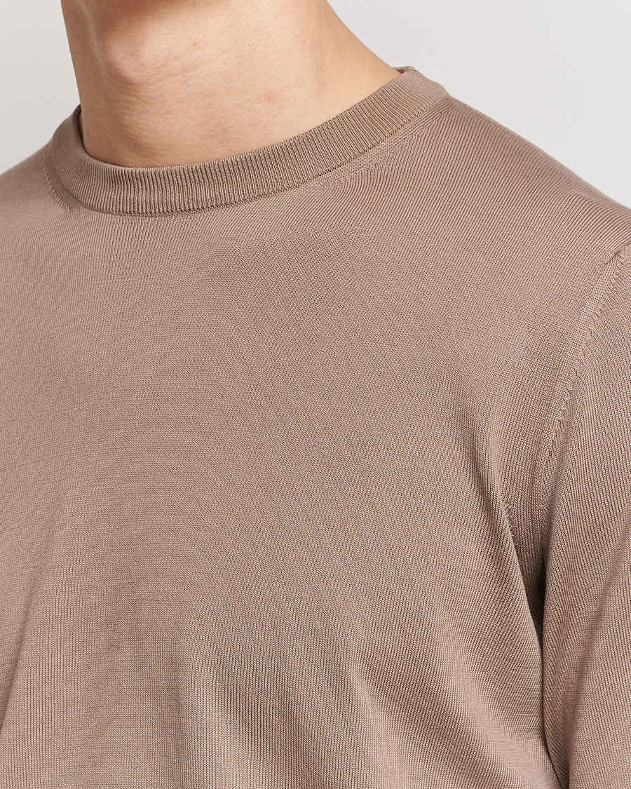 Homme | Pulls Et Tricots | Canali | Cotton Crew Neck Pullover Brown