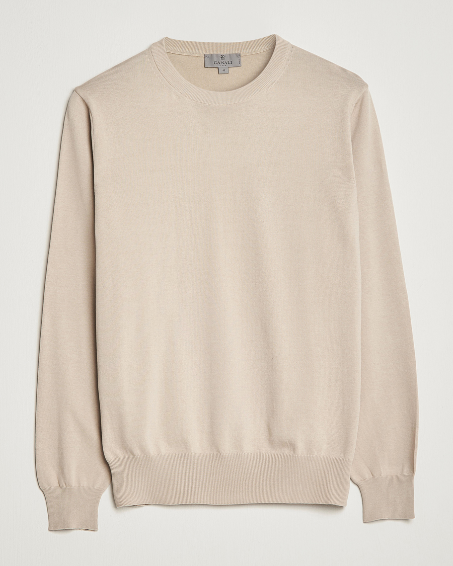 Homme | Pulls Et Tricots | Canali | Cotton Crew Neck Pullover Beige