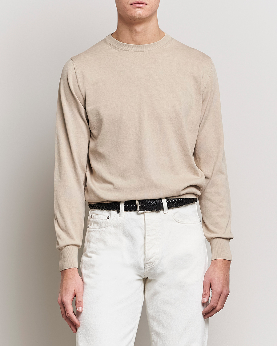Homme | Pulls À Col Rond | Canali | Cotton Crew Neck Pullover Beige