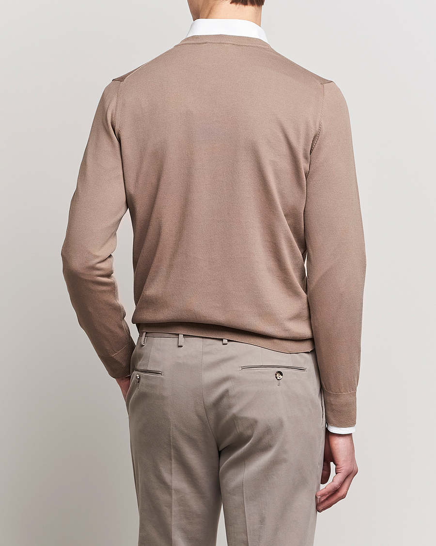 Homme | Pulls Et Tricots | Canali | Cotton V-Neck Pullover Brown