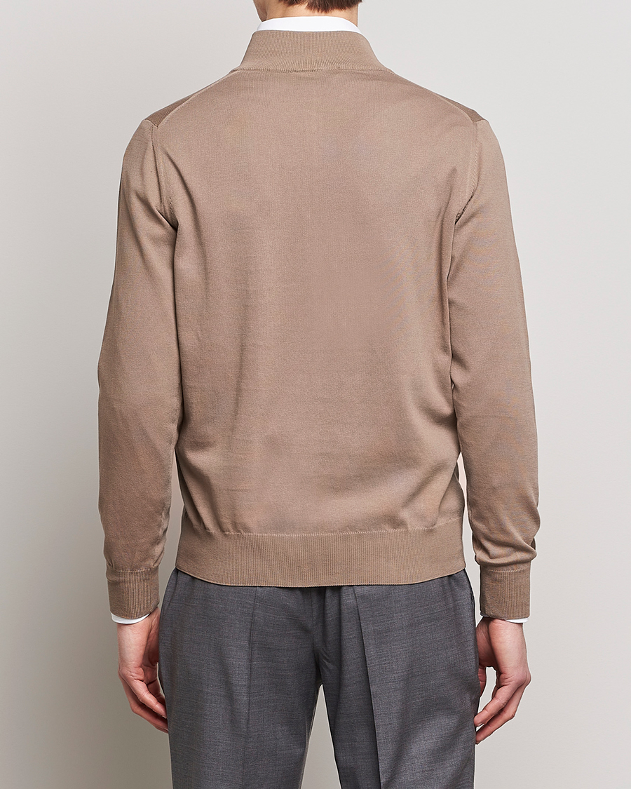 Homme | Pulls Et Tricots | Canali | Cotton Half Zip Sweater Brown