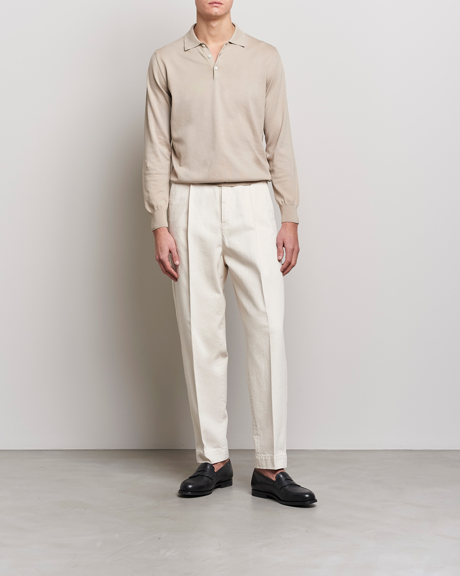 Homme | Pulls Et Tricots | Canali | Cotton Long Sleeve Polo Beige