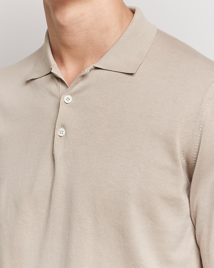 Homme | Pulls Et Tricots | Canali | Cotton Long Sleeve Polo Beige