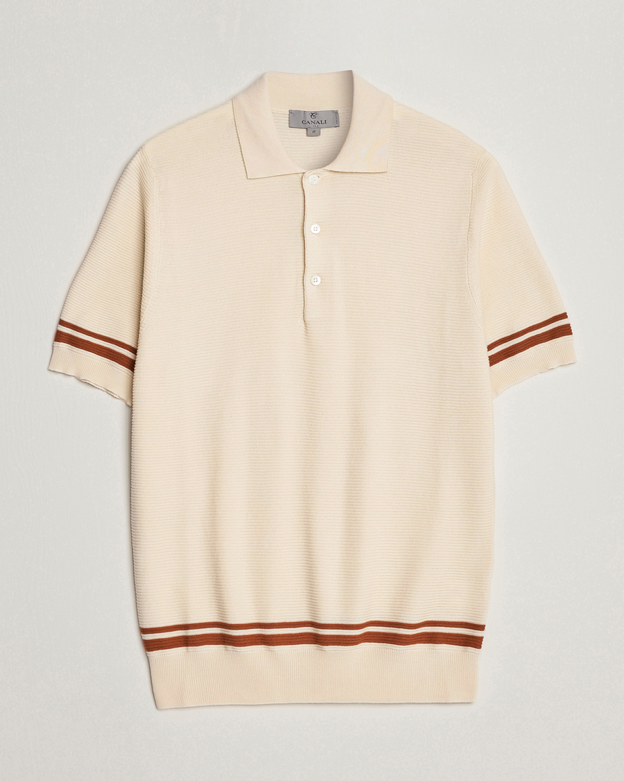 Homme | Pulls Et Tricots | Canali | Short Sleeve Knitted Polo Beige