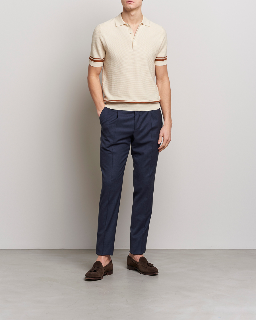 Homme | Pulls Et Tricots | Canali | Short Sleeve Knitted Polo Beige