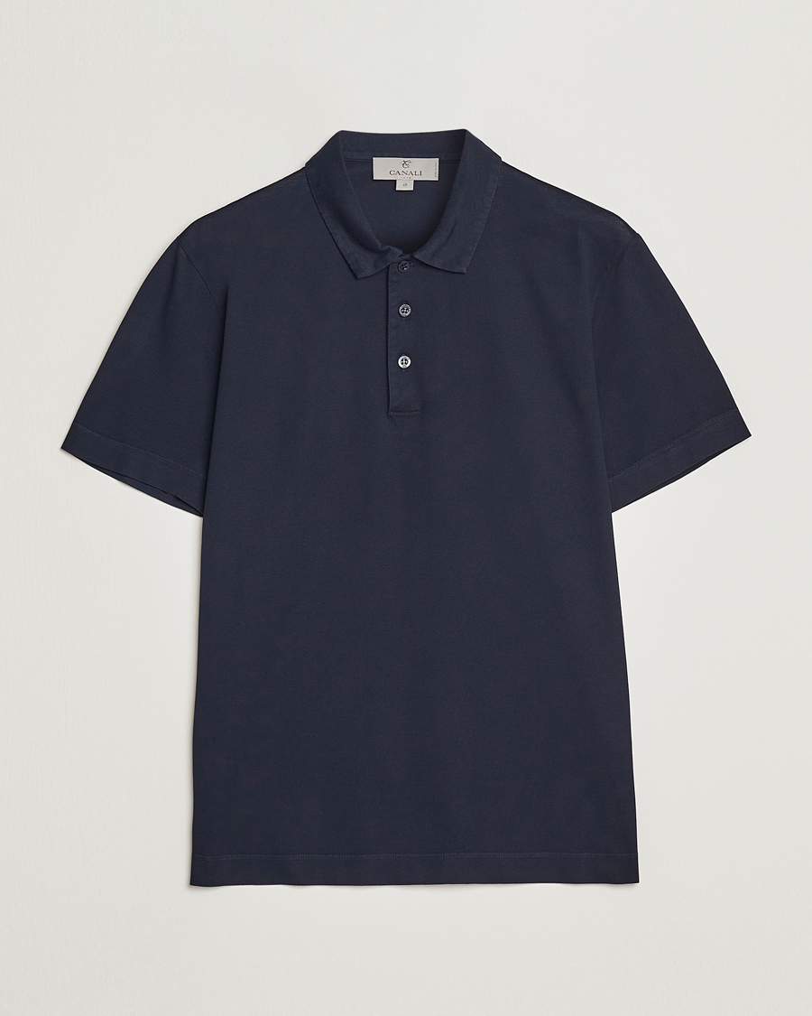 Homme | Polos | Canali | Short Sleeve Polo Pique Navy