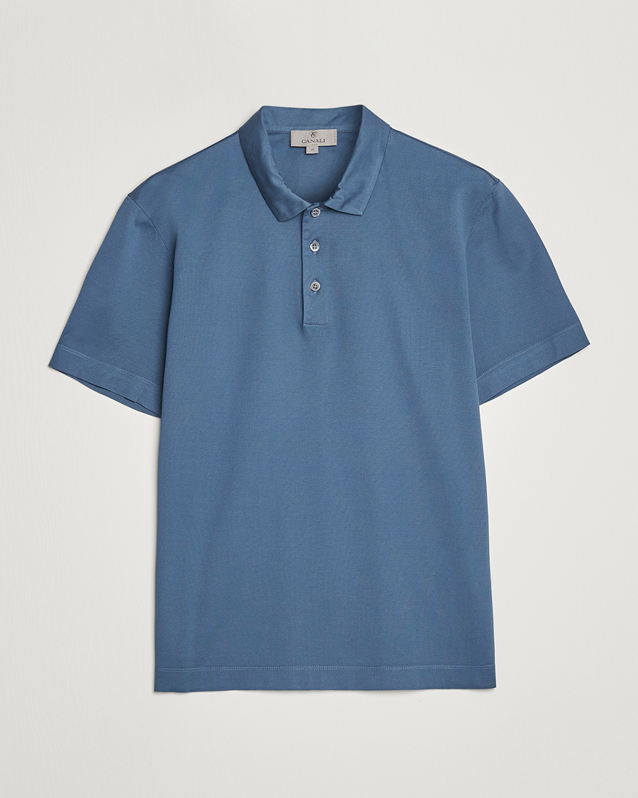 Homme | Polos | Canali | Short Sleeve Polo Pique Steel Blue