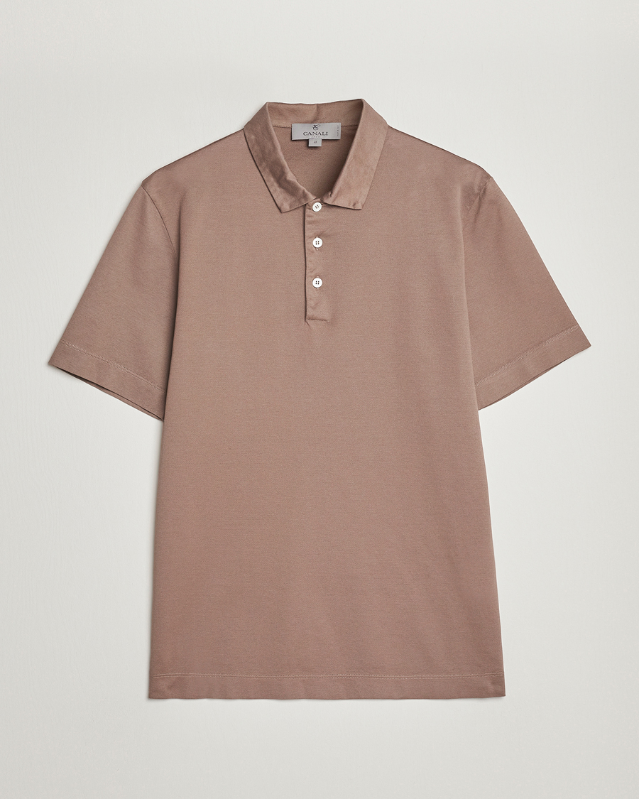 Homme | Polos | Canali | Short Sleeve Polo Pique Taupe