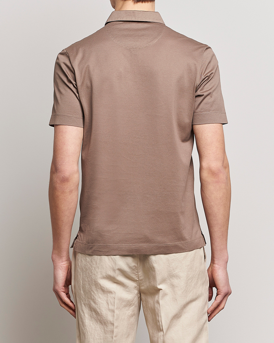Homme | Polos | Canali | Short Sleeve Polo Pique Taupe