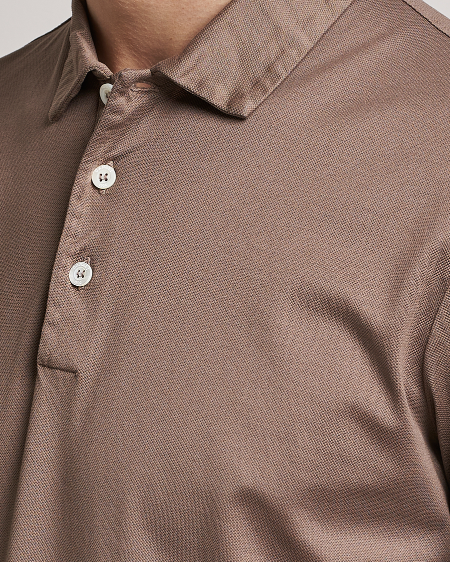 Homme | Polos | Canali | Short Sleeve Polo Pique Taupe