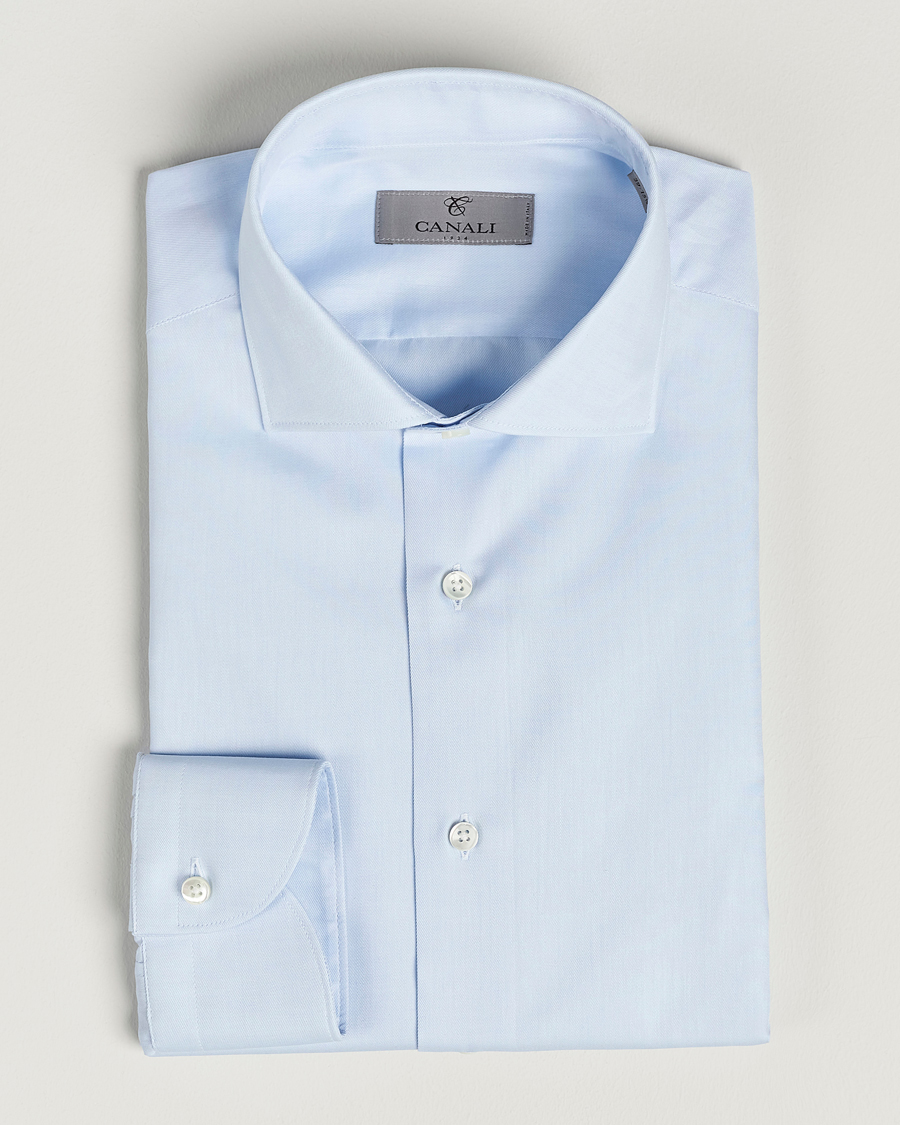 Homme | Chemises | Canali | Slim Fit Cotton Shirt Light Blue