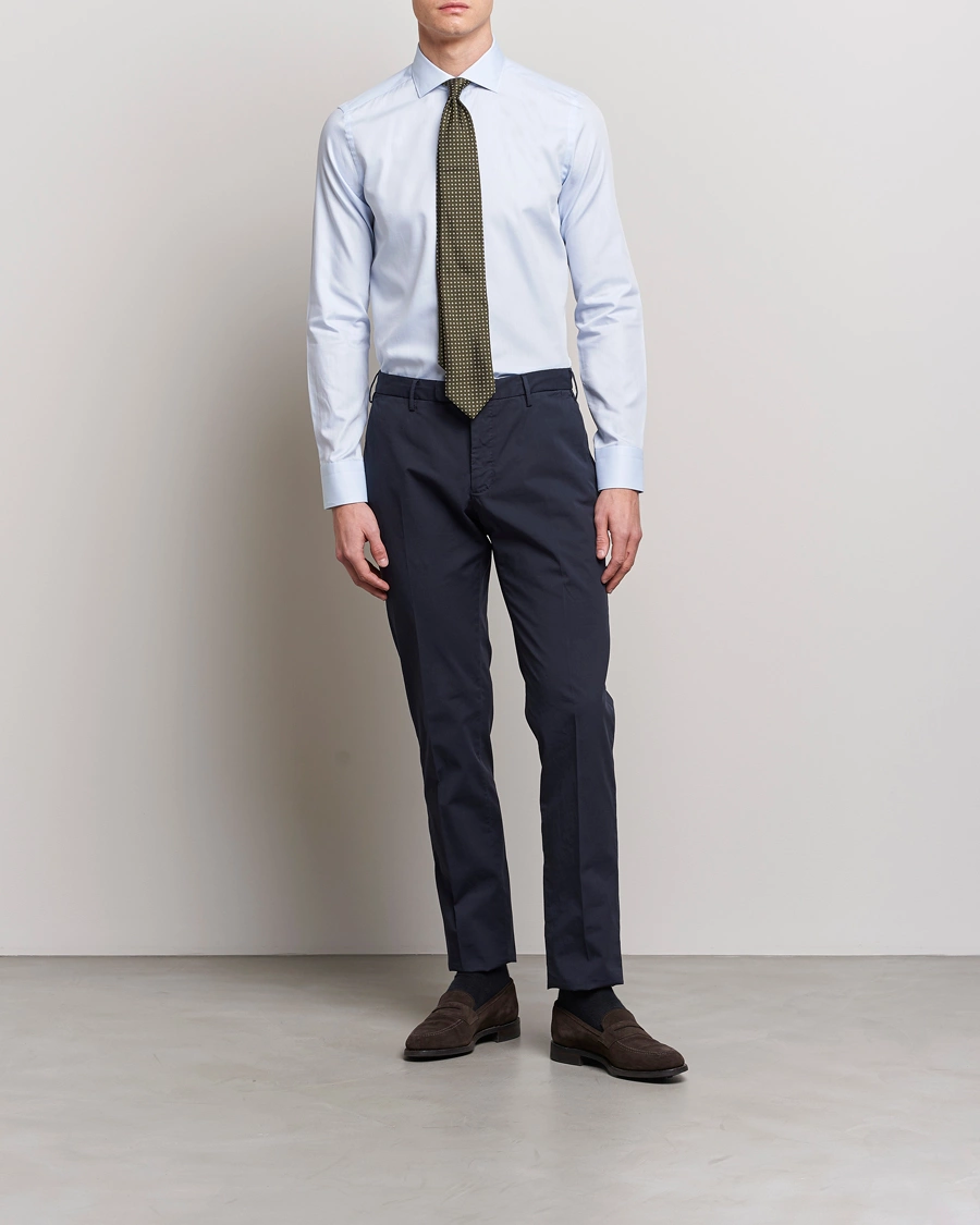 Homme | Chemises D'Affaires | Canali | Slim Fit Cotton Shirt Light Blue
