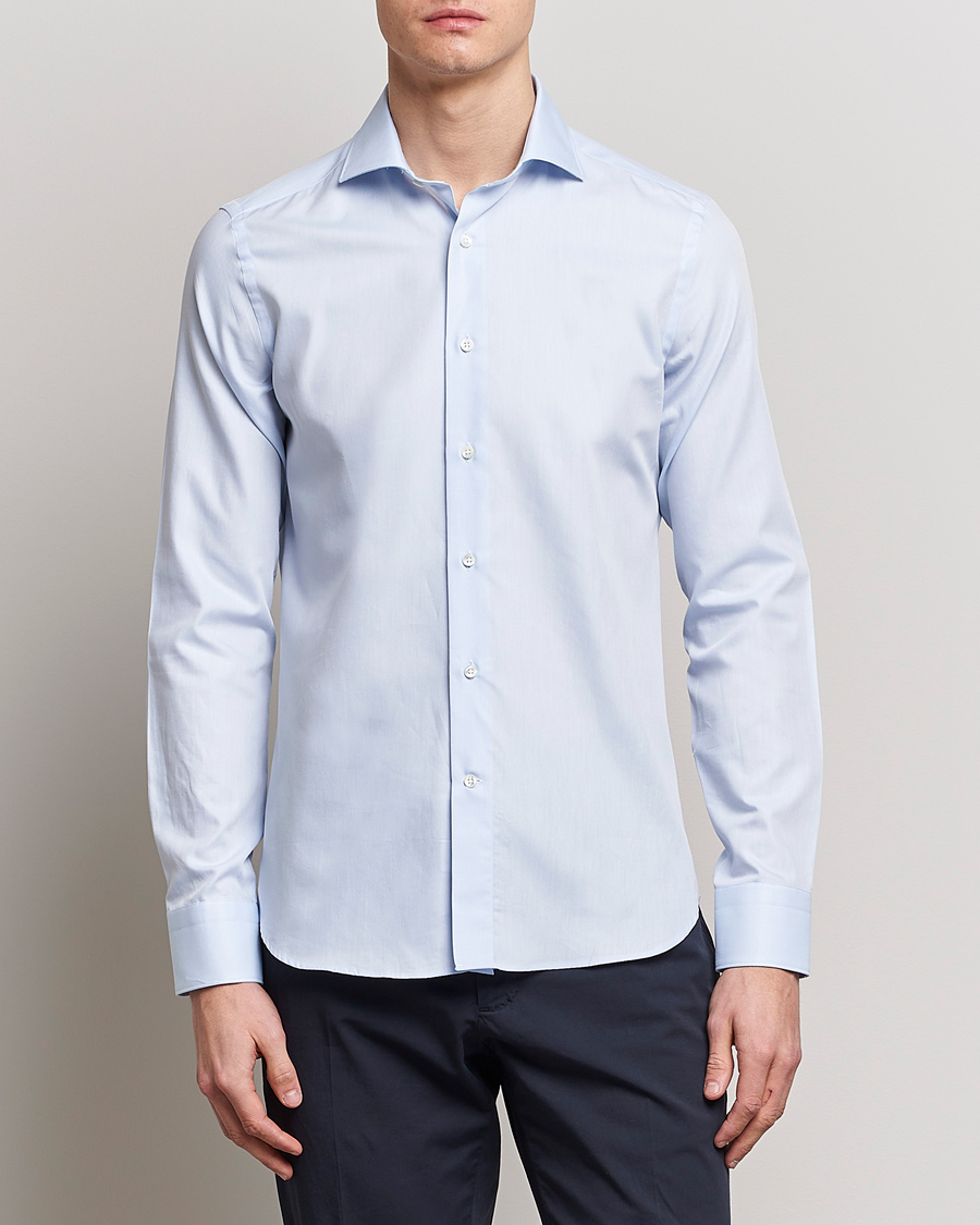 Homme | Chemises | Canali | Slim Fit Cotton Shirt Light Blue