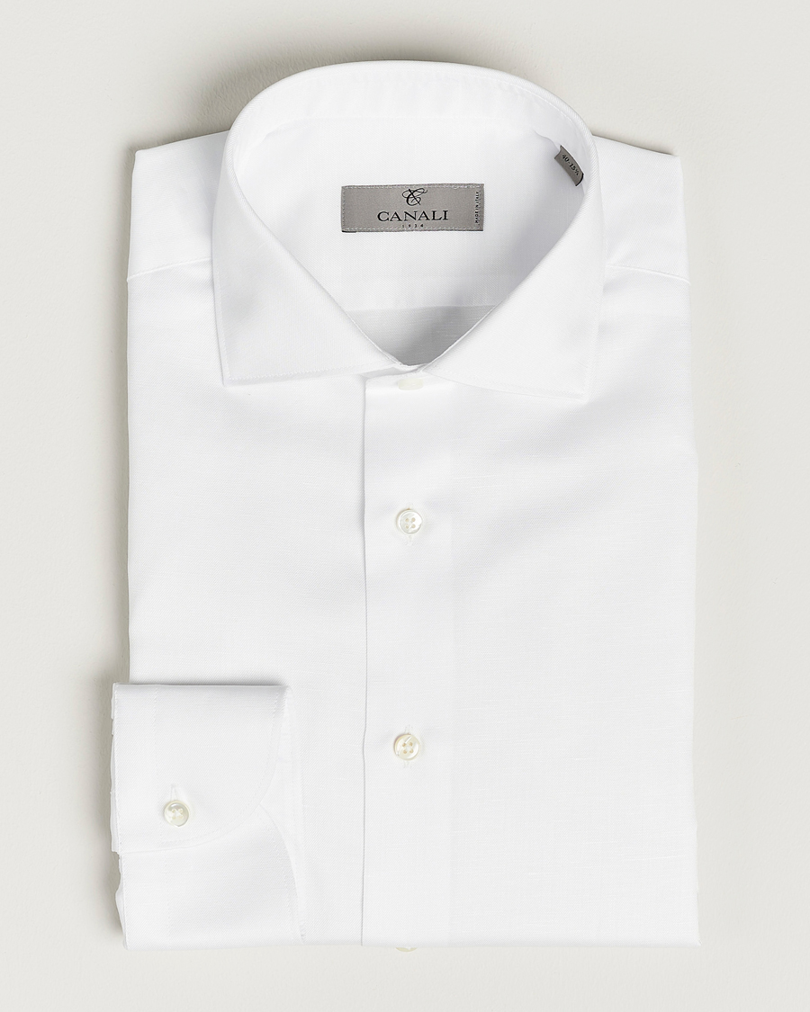 Homme | Chemises | Canali | Slim Fit Linen Shirt White