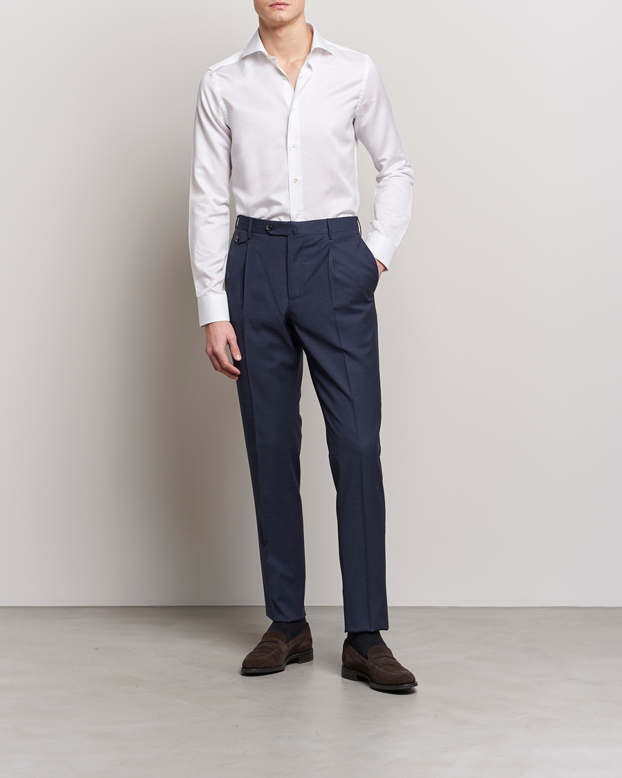 Homme | Chemises | Canali | Slim Fit Linen Shirt White
