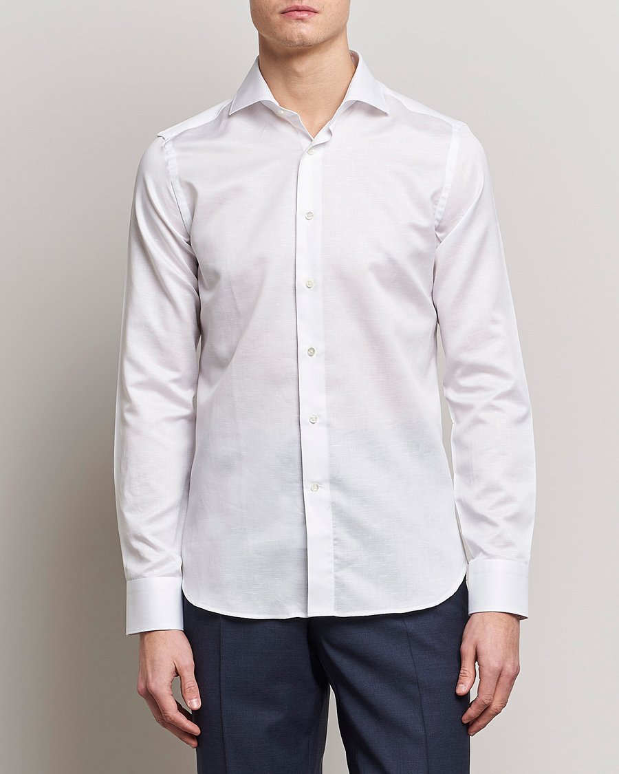 Homme | Chemises | Canali | Slim Fit Linen Shirt White