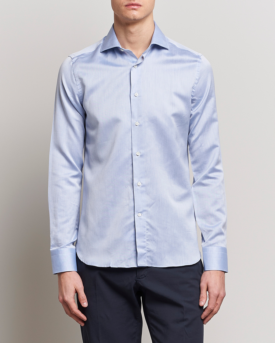 Homme | Chemises | Canali | Slim Fit Linen Shirt Light Blue