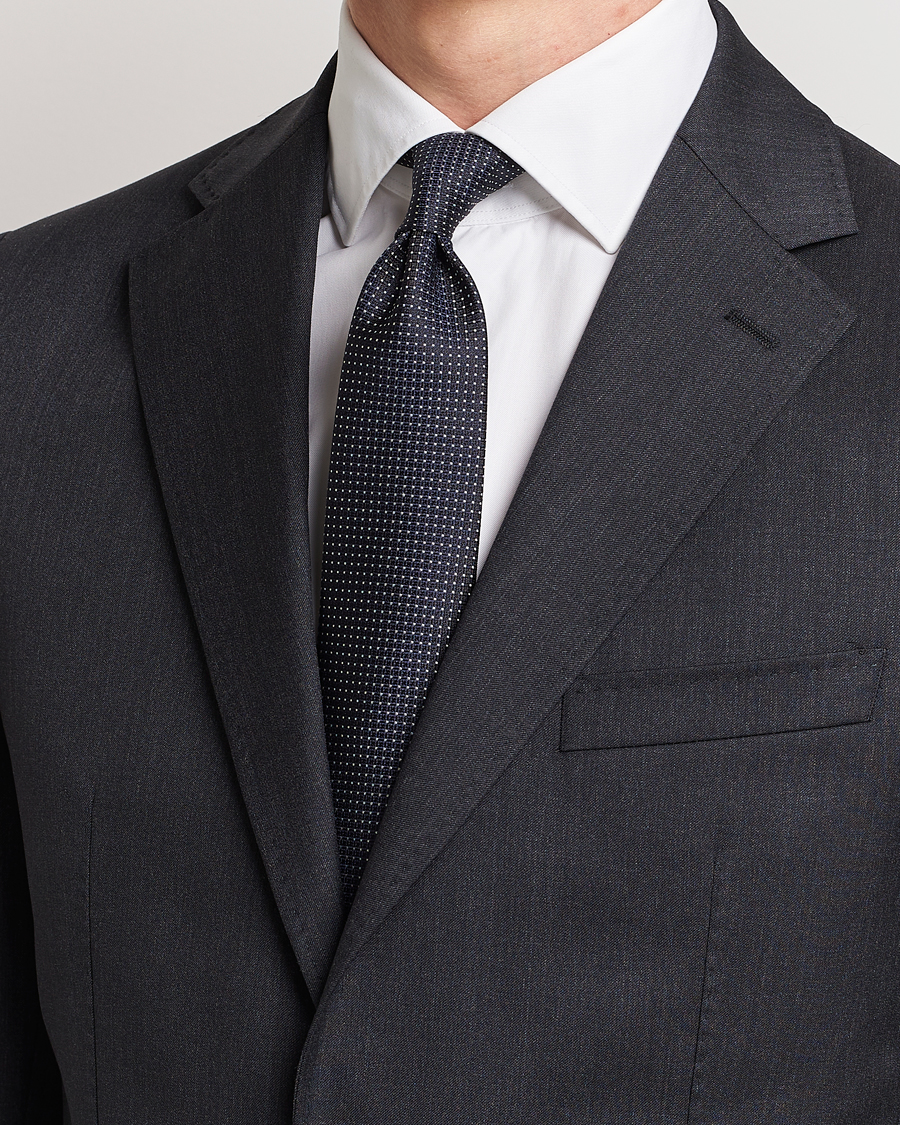 Homme | Canali Micro Jacquard Silk Tie Navy | Canali | Micro Jacquard Silk Tie Navy