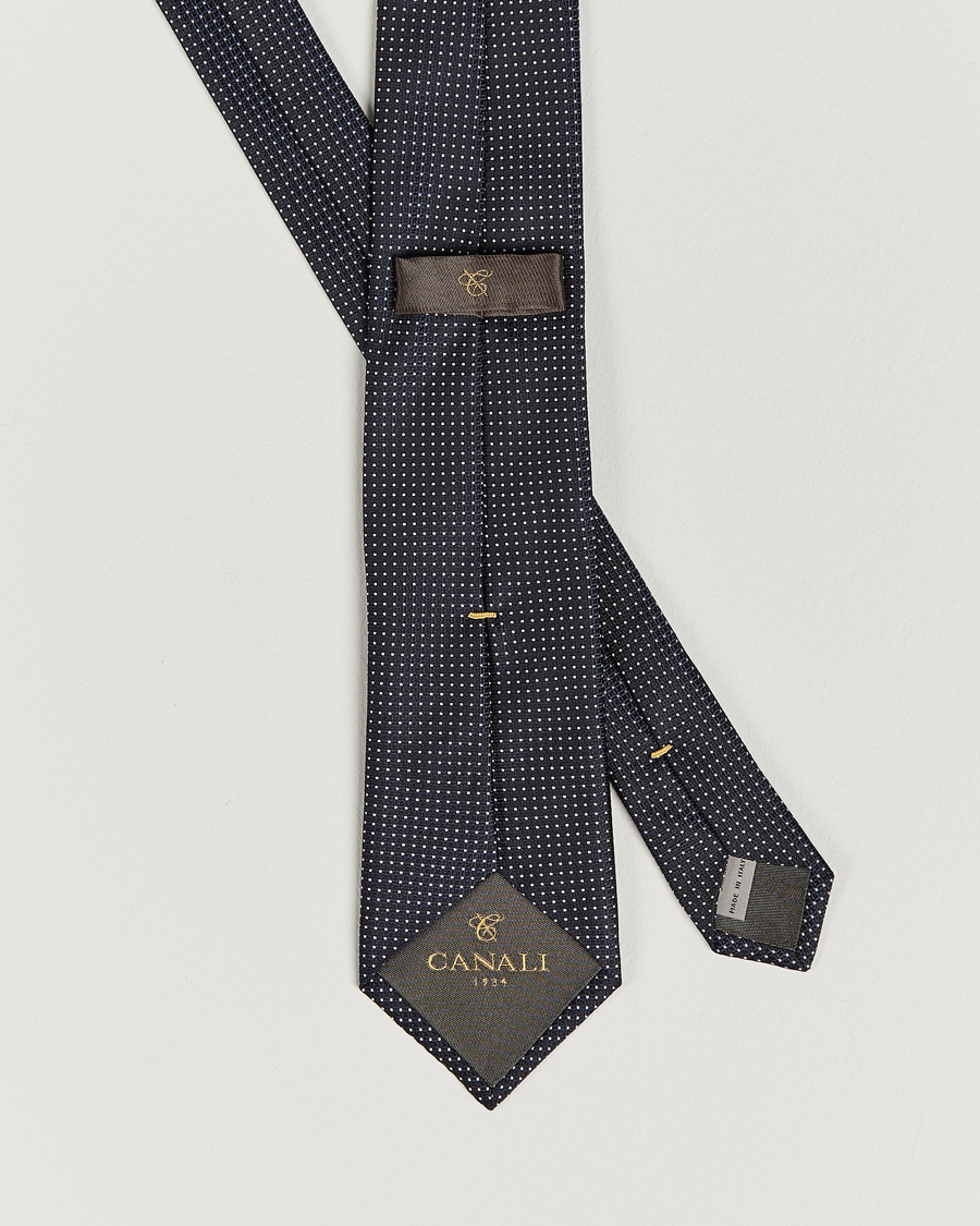 Homme | Canali Micro Jacquard Silk Tie Navy | Canali | Micro Jacquard Silk Tie Navy
