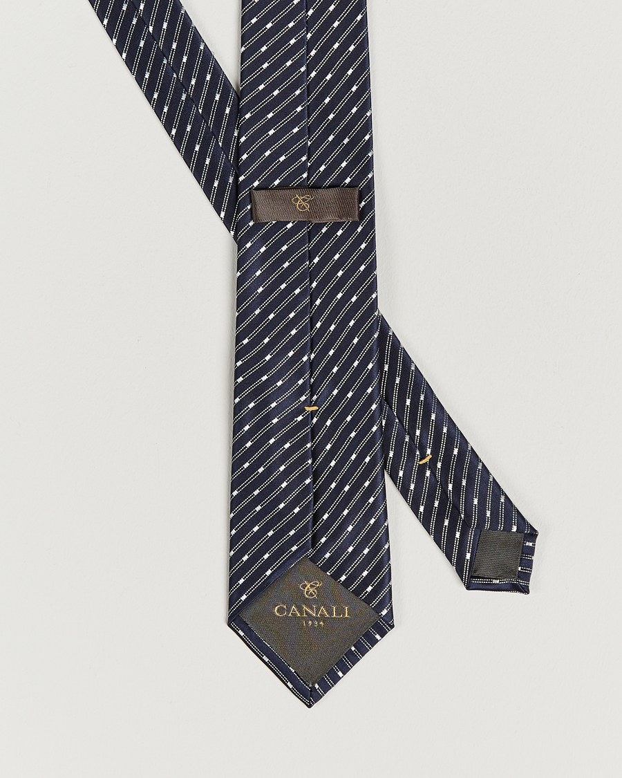 Homme | Canali Micro Jacquard Silk Tie Navy | Canali | Micro Jacquard Silk Tie Navy
