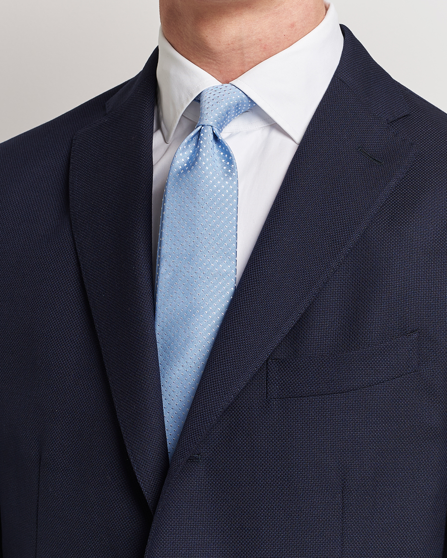 Homme | Canali Micro Dot Silk Tie Light Blue | Canali | Micro Dot Silk Tie Light Blue