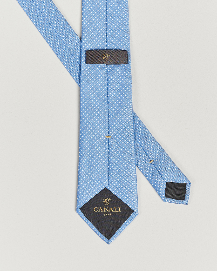 Homme | Canali Micro Dot Silk Tie Light Blue | Canali | Micro Dot Silk Tie Light Blue