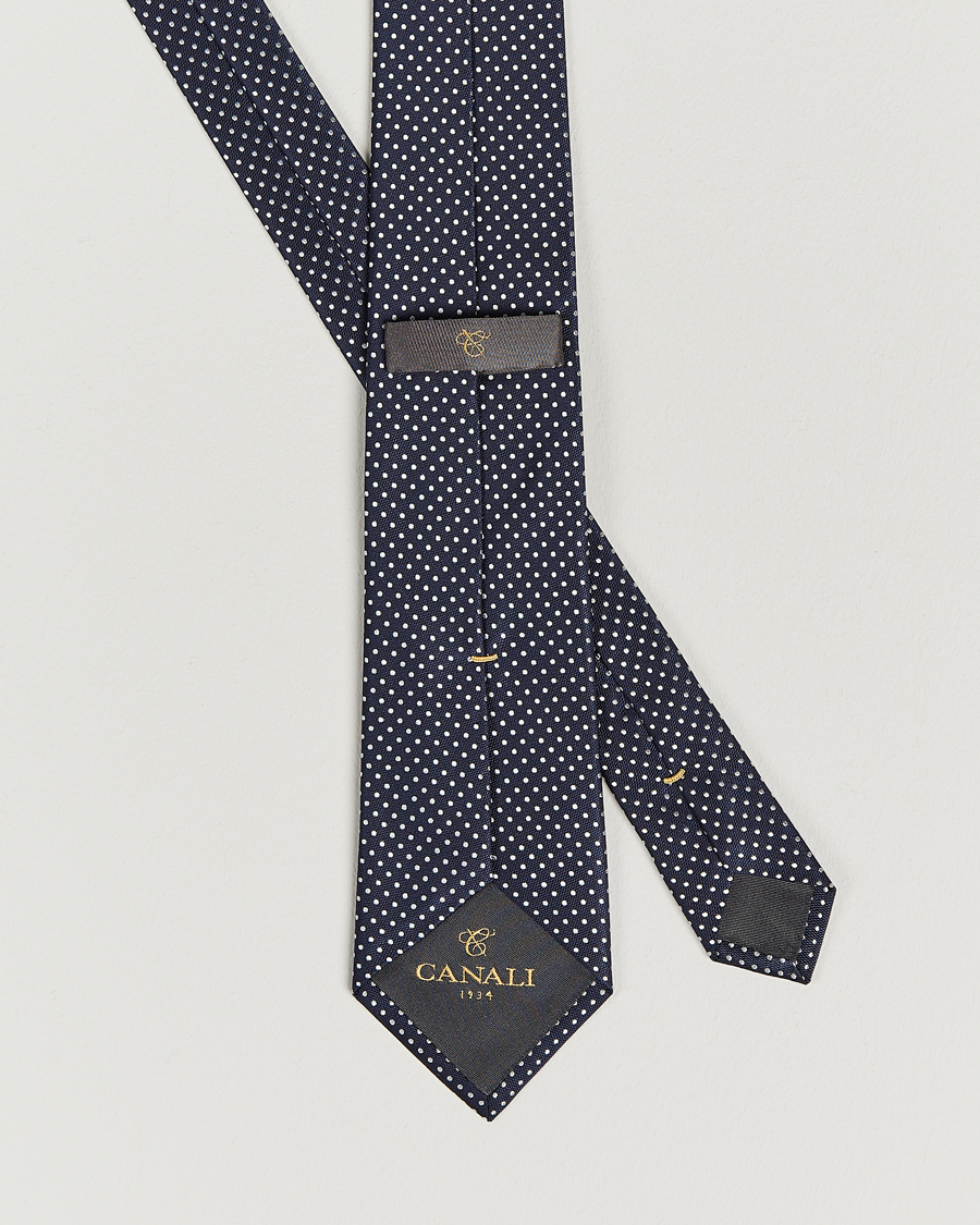 Homme | Canali Micro Dot Silk Tie Navy | Canali | Micro Dot Silk Tie Navy