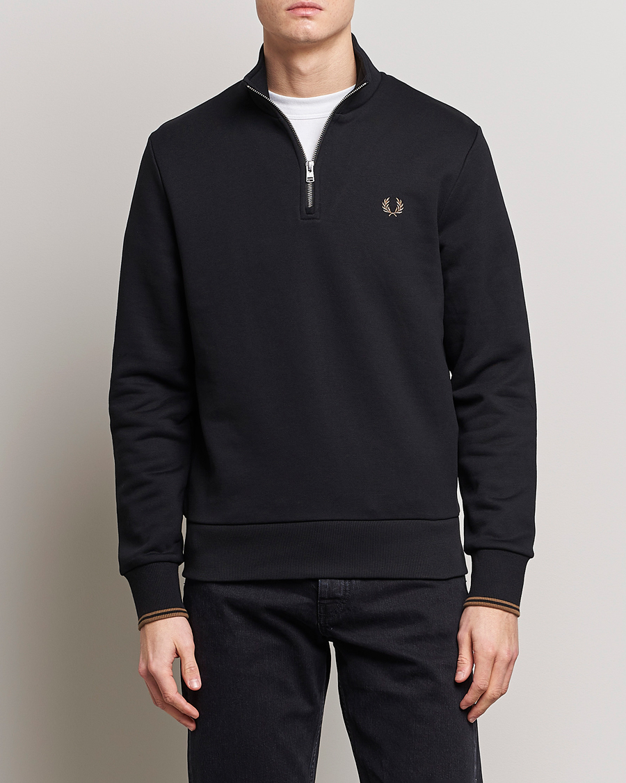 Homme | Pulls Et Tricots | Fred Perry | Half Zip Sweatshirt Black