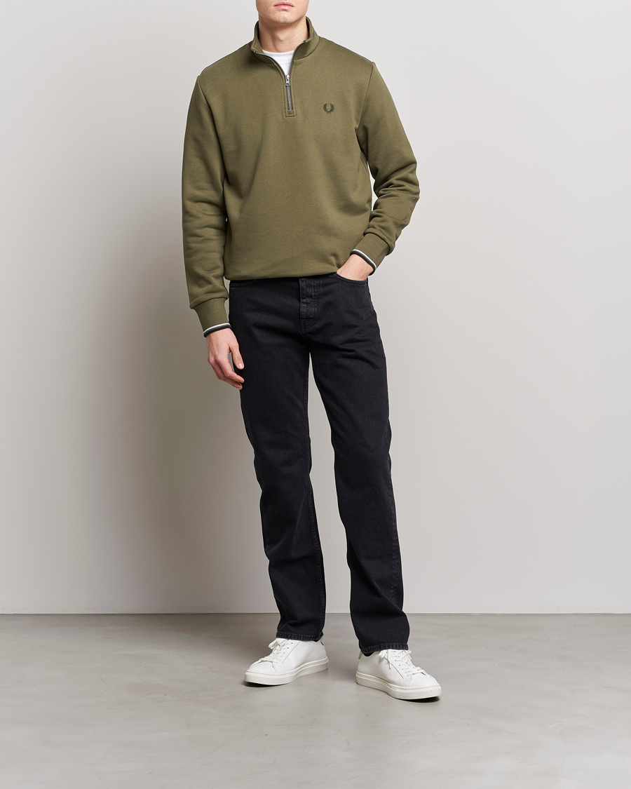 Homme | Pulls Et Tricots | Fred Perry | Half Zip Sweatshirt Uniform Green