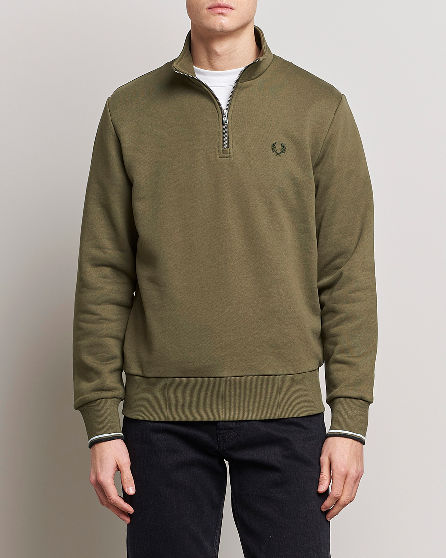 Homme | Pulls Et Tricots | Fred Perry | Half Zip Sweatshirt Uniform Green