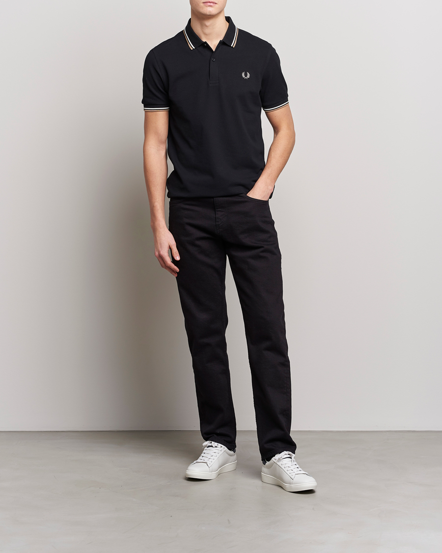 Homme | Polos | Fred Perry | Twin Tipped Polo Shirt Black