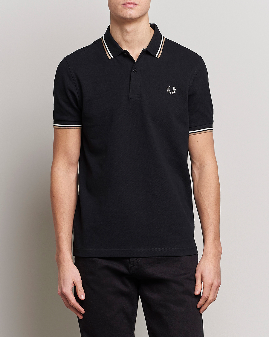 Homme | Polos | Fred Perry | Twin Tipped Polo Shirt Black