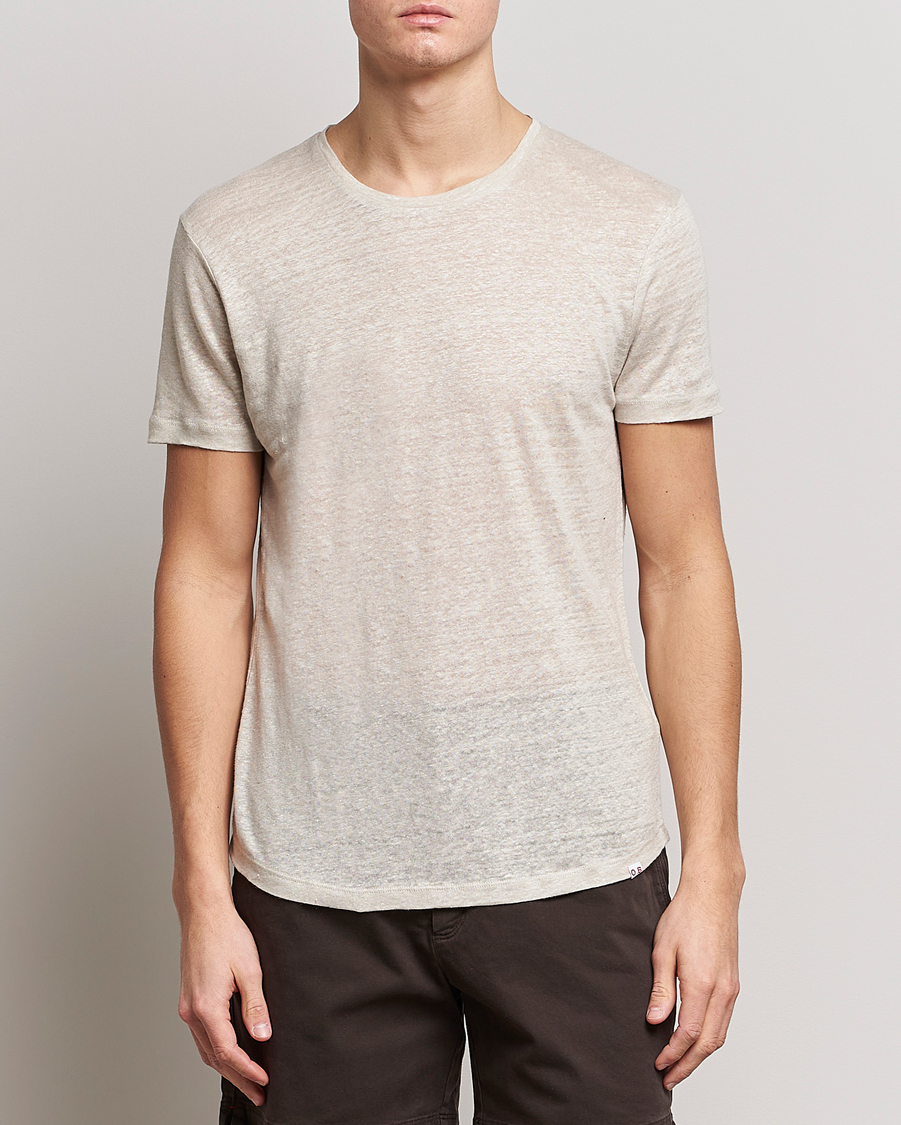Homme | T-shirts | Orlebar Brown | OB Linen Crew Neck Tee Pebble