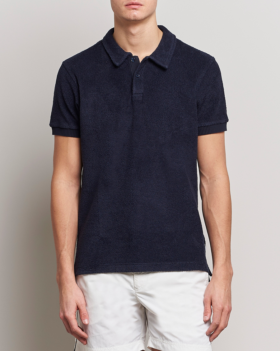 Homme | Polos | Orlebar Brown | Lorenzo Cotton Terry Polo Night Iris