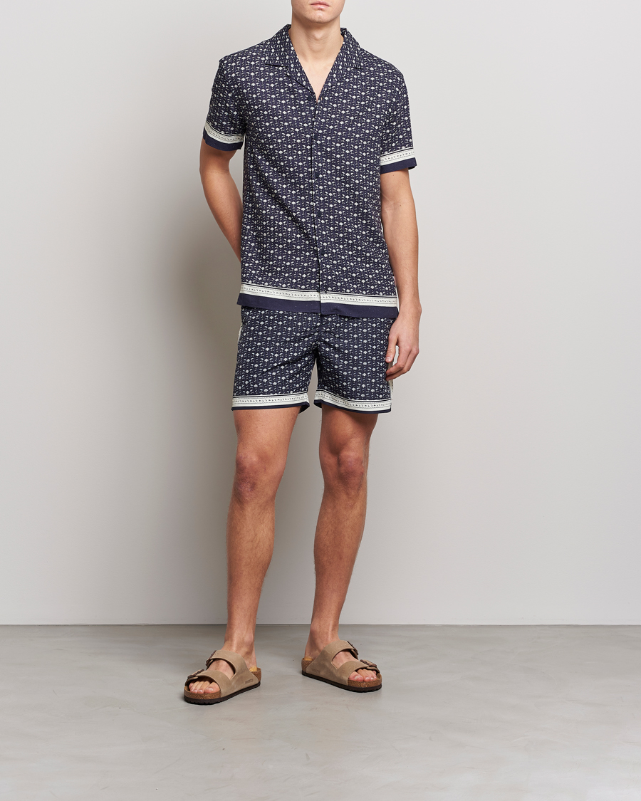 Homme | Chemises | Orlebar Brown | Hibbert Bandana Viscose/Linen Shirt Dark Sapphire