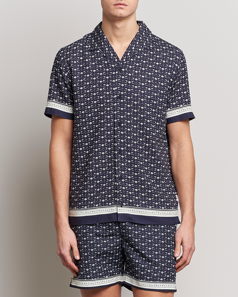 Homme | Chemises | Orlebar Brown | Hibbert Bandana Viscose/Linen Shirt Dark Sapphire