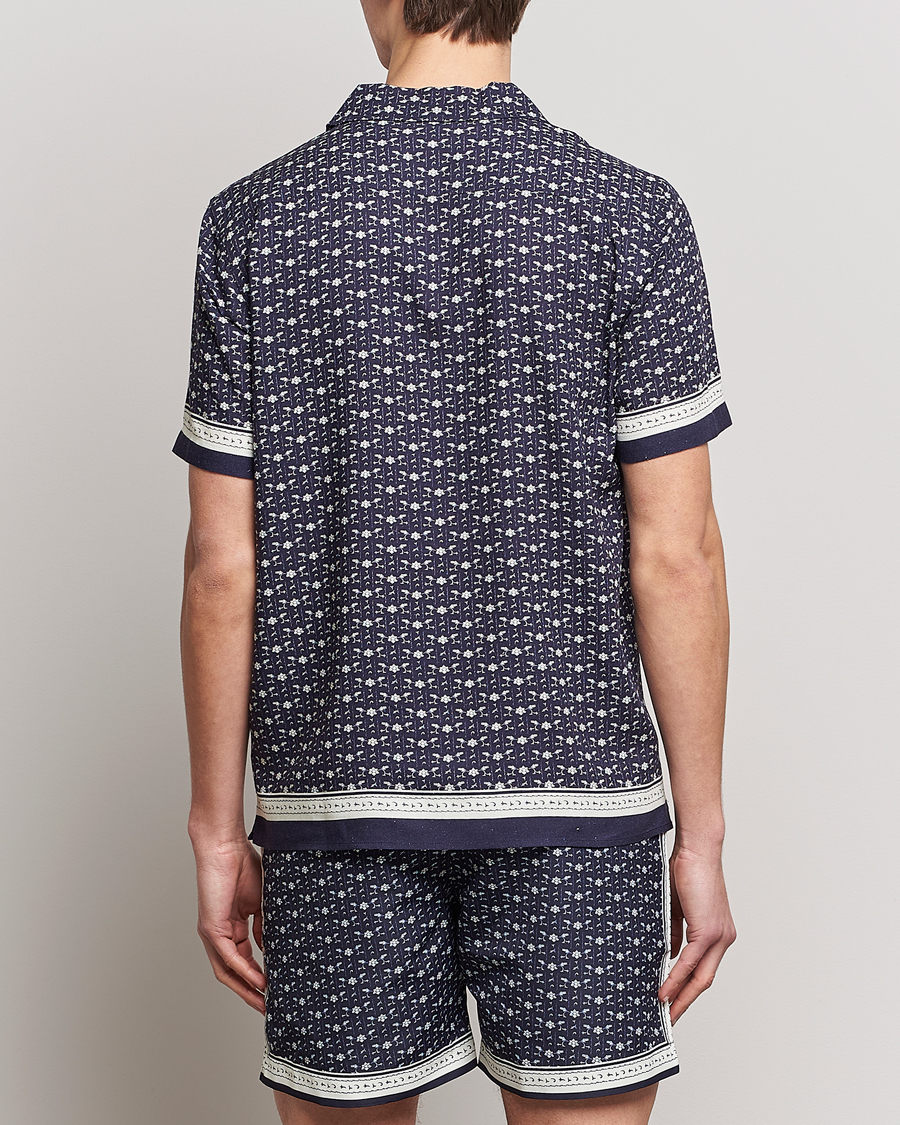 Homme | Chemises | Orlebar Brown | Hibbert Bandana Viscose/Linen Shirt Dark Sapphire