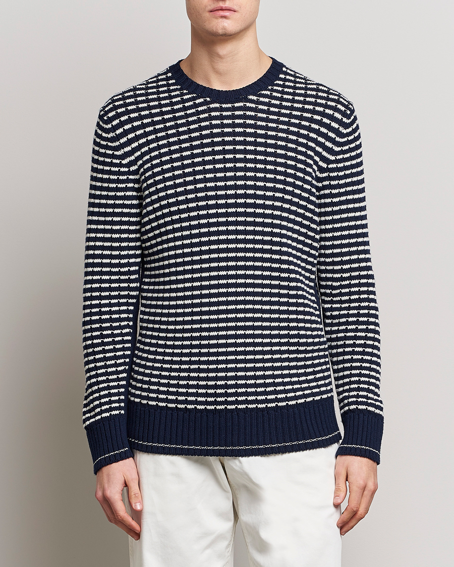 Homme | Pulls Et Tricots | Orlebar Brown | Lorca Organic Cotton Side Stripe Night Iris/Sea Mist