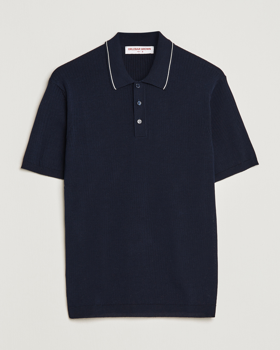 Homme | Polos | Orlebar Brown | Maranon Organic Cotton Rib Tipping Polo Night Iris