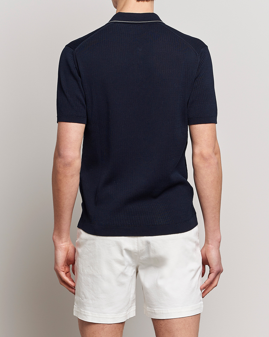 Homme | Polos | Orlebar Brown | Maranon Organic Cotton Rib Tipping Polo Night Iris