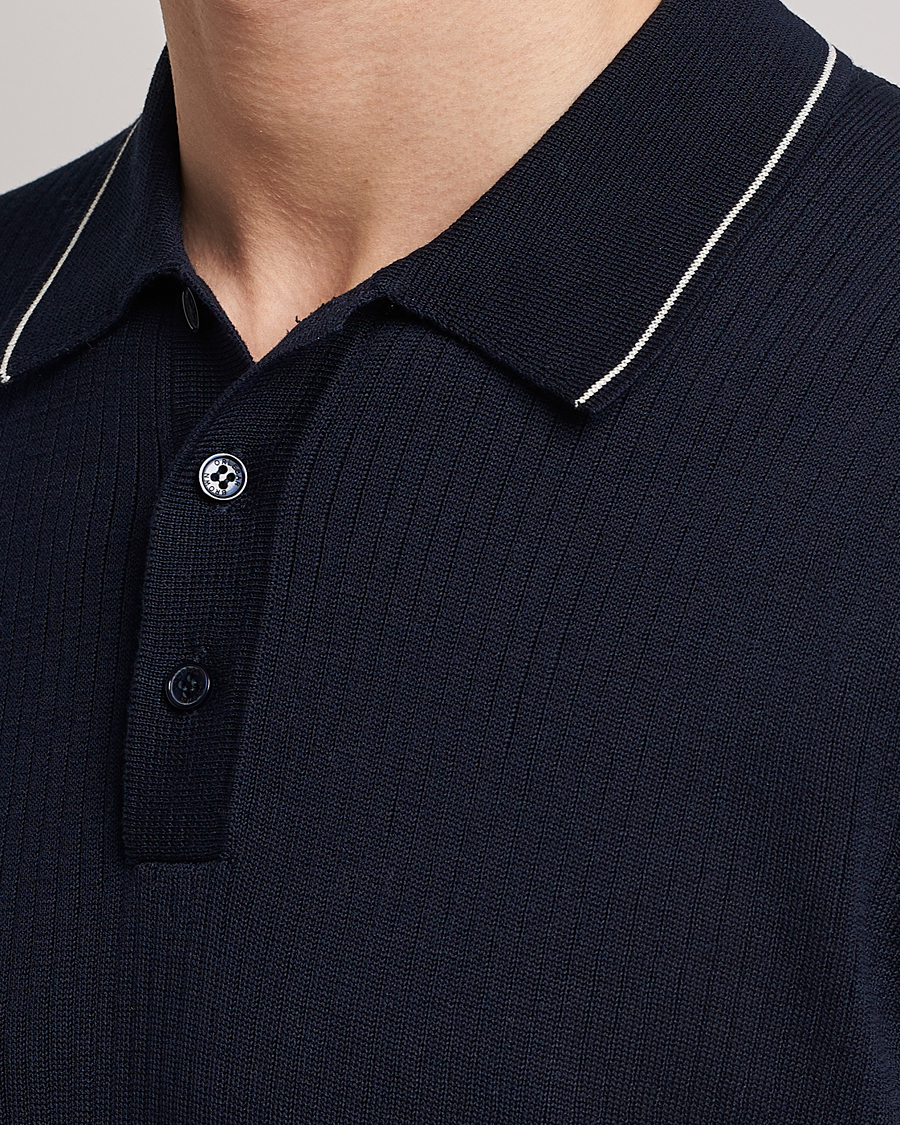 Homme | Polos | Orlebar Brown | Maranon Organic Cotton Rib Tipping Polo Night Iris