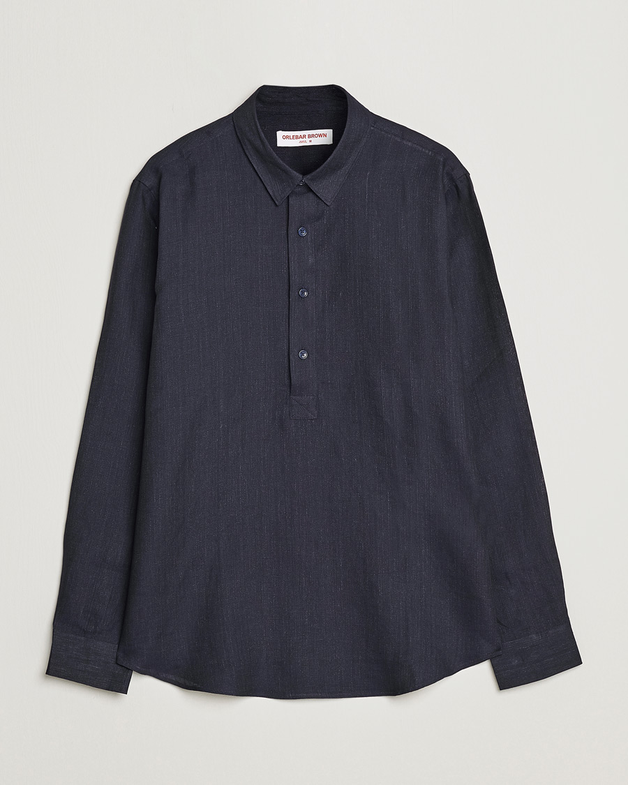 Homme | Chemises | Orlebar Brown | Percy Smart Linen Shirt Dark Navy